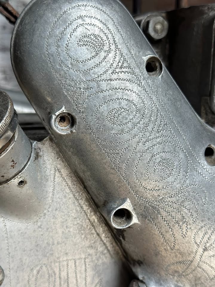 Von Dutch engraved Royal Enfield / Indian motorcycle engine