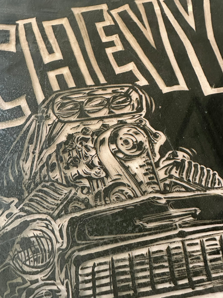 1966 ROTH Studios original acetate for the 55 Chevy Draggin' Machine t-shirt.