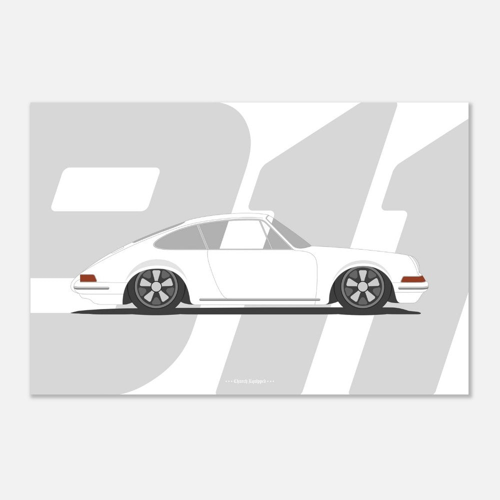 Porsche white poster 60x90 cm / 24x36″