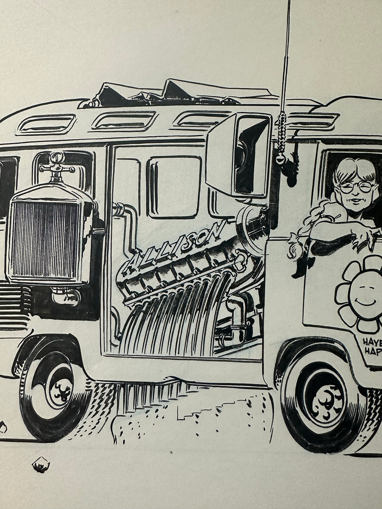 Original Hot Rod CARtoons pen and ink art by Errol McCarthy