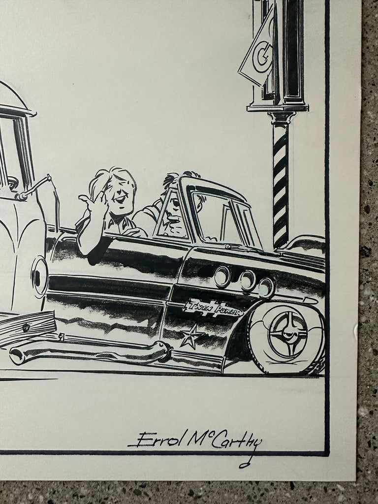 Original Hot Rod CARtoons pen and ink art by Errol McCarthy