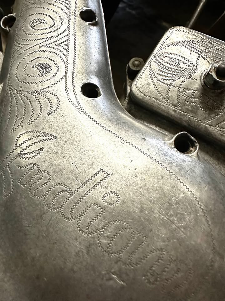 Von Dutch engraved Royal Enfield / Indian motorcycle engine
