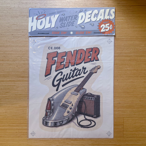 SUPERSIZED Fender Guitar Holy Water Slide Decal print in package