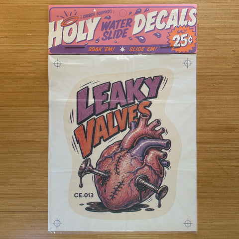 SUPERSIZED Leaky Valves Holy Water Slide Decal print in package