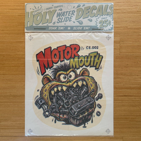 SUPERSIZED Motor Mouth Holy Water Slide Decal print in package