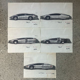5 FAR OUT Porsche concept drawings from The Barris Shop.