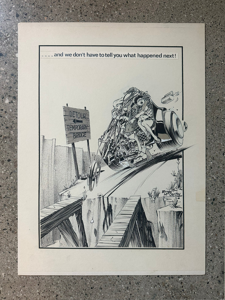 Original Hot Rod CARtoons pen and ink art by Errol McCarthy