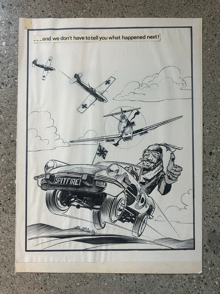 Original Hot Rod CARtoons pen and ink art by Errol McCarthy